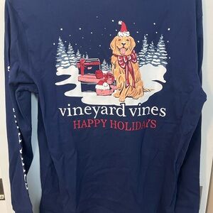 Vineyard Vines Holiday Long Sleeved T Shirt Golden Retriever